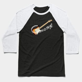 Music Staff Sunburst Electric Guitar Baseball T-Shirt